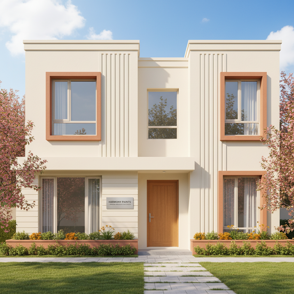 Fassade in freundlichem Creme